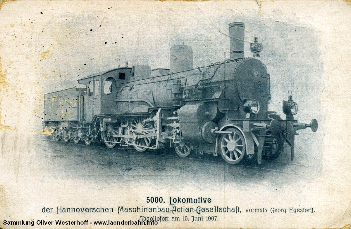 Die Lokomotive Nr. 178 "JUPITER", gebaut 1907 bei HANOMAG unter der Fabriknummer 5000