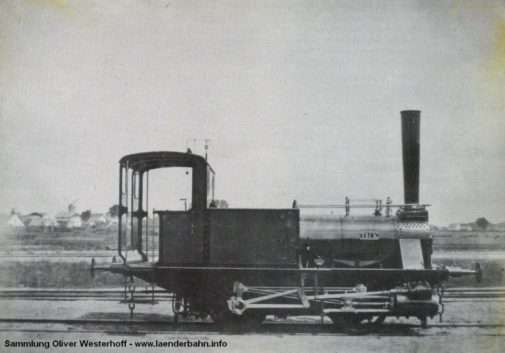 Die Lokomotive Nr. 57 "TACK", gebaut 1873 in den Eisenbahnwerkstätten Oldenburg mit der Nummer 8