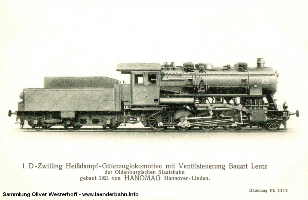 Die Lokomotive Nr. 281, gebaut 1921 bei HANOMAG unter der Fabriknummer 9751. Hier eine Ansichtskarte der Hanomag.