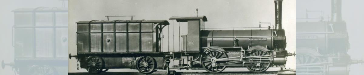 Oldenburgische G 1: Die Lokomotive Nr. 8 "MÜNSTERLAND" mit dem typischen gedeckten Torftender