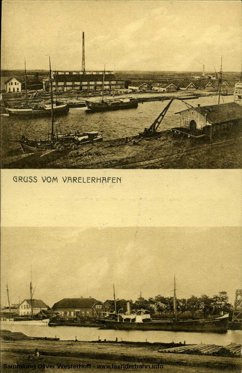in Varelerhafen gab es kein eigenes Empfangsgebäude, die Gleise endeten am Kai und an Schuppen.