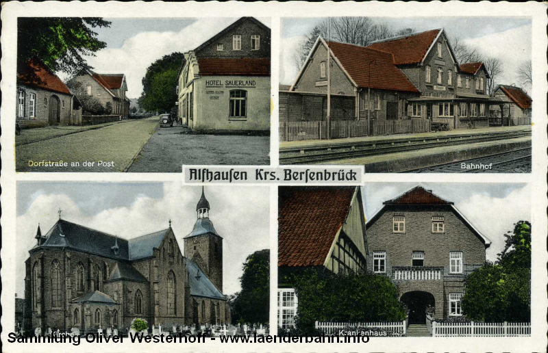 Ansicht mit Bahnhof Alfhausen aus den 1960er Jahren.