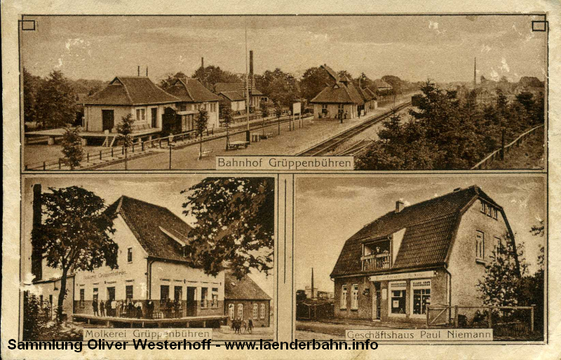 Der Bahnhof Grüppenbühren auf einer Ansicht um 1910
