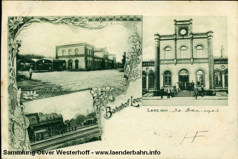 Verschiedene Ansichten des Bahnhofs Leer um 1900 herum