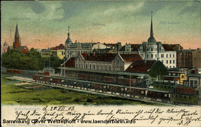 Eine frühe Ansicht von 1903 des Bahnhofs Wilhelmshaven