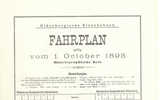 Fahrplan Oldenburgische Eisenbahnen von 1893