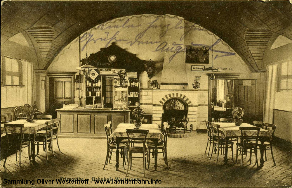 Der Wartesaal von Bahnhof Friesoythe von 1916.