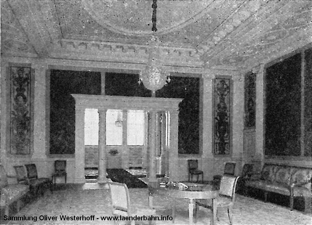Ein Blick in den Salon des Großherzogs. Die Ansicht stammt aus der Denkschrift zum 50 jährigen Bestehen der G.O.E. von 1917.
