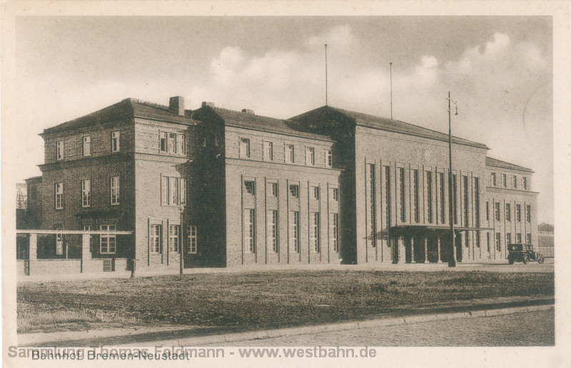 Der Bahnhof in Bremen-Neustadt auf einer Ansicht aus den 1920er Jahren. Die Karte stammt aus der Sammlung Thomas Feldmann.