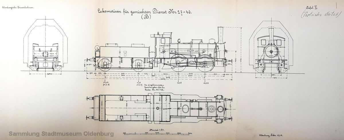 Die gute alte G 1 - zu dieser Baureihe gehörten auch die ersten auf oldenburgischen Schienen gelaufenen Lokomotiven - wird auf Tafel 5 gezeigt.