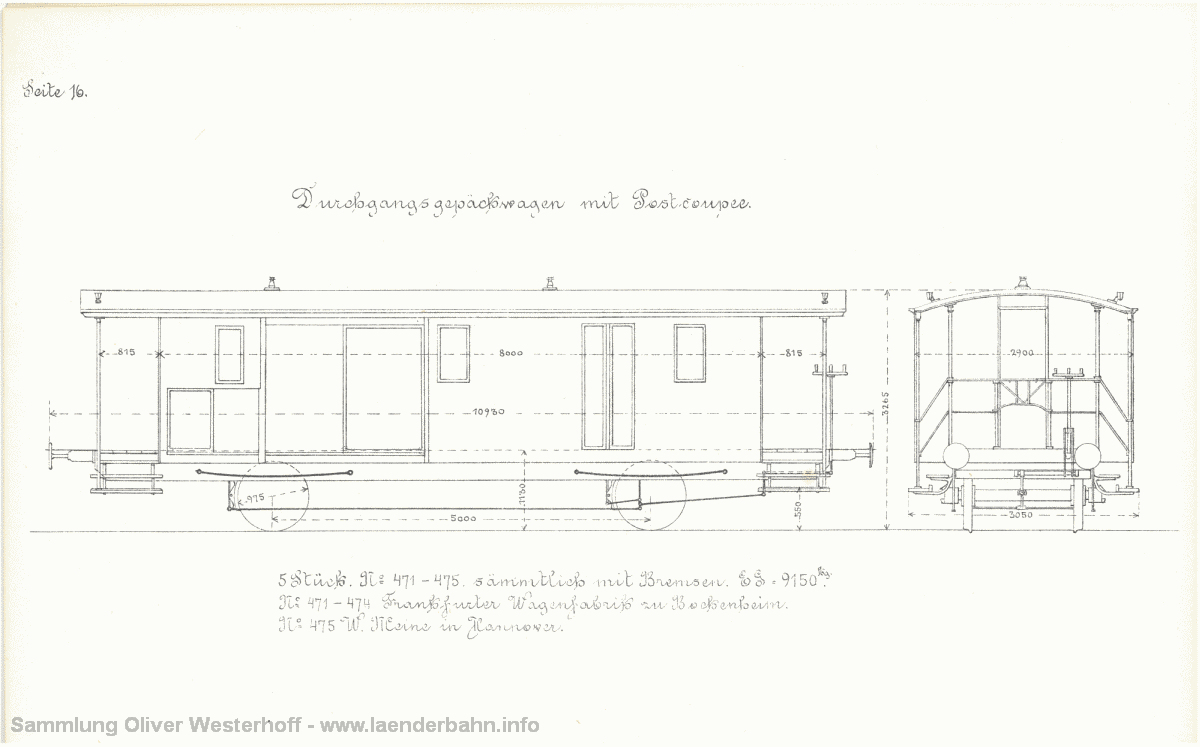 Von den Gepäckwagen mit Postabteil waren 1881 5 Stück im Einsatz.