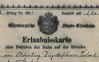 Erlaubniskarte zum Betreten der Bahn von 1901