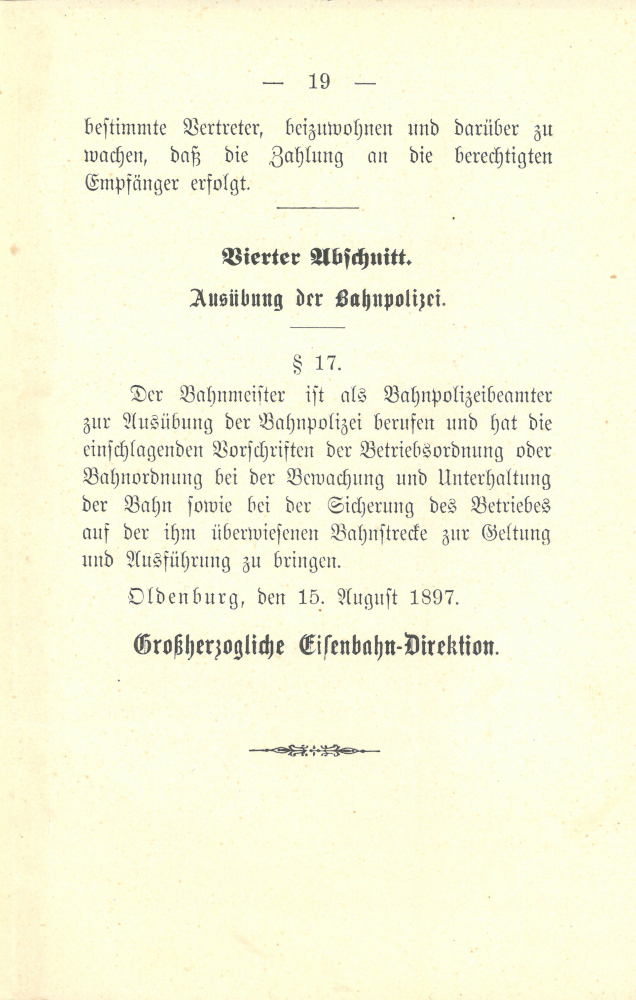 1897 Dienstanweisung für die Bahnmeister - Seite 19
