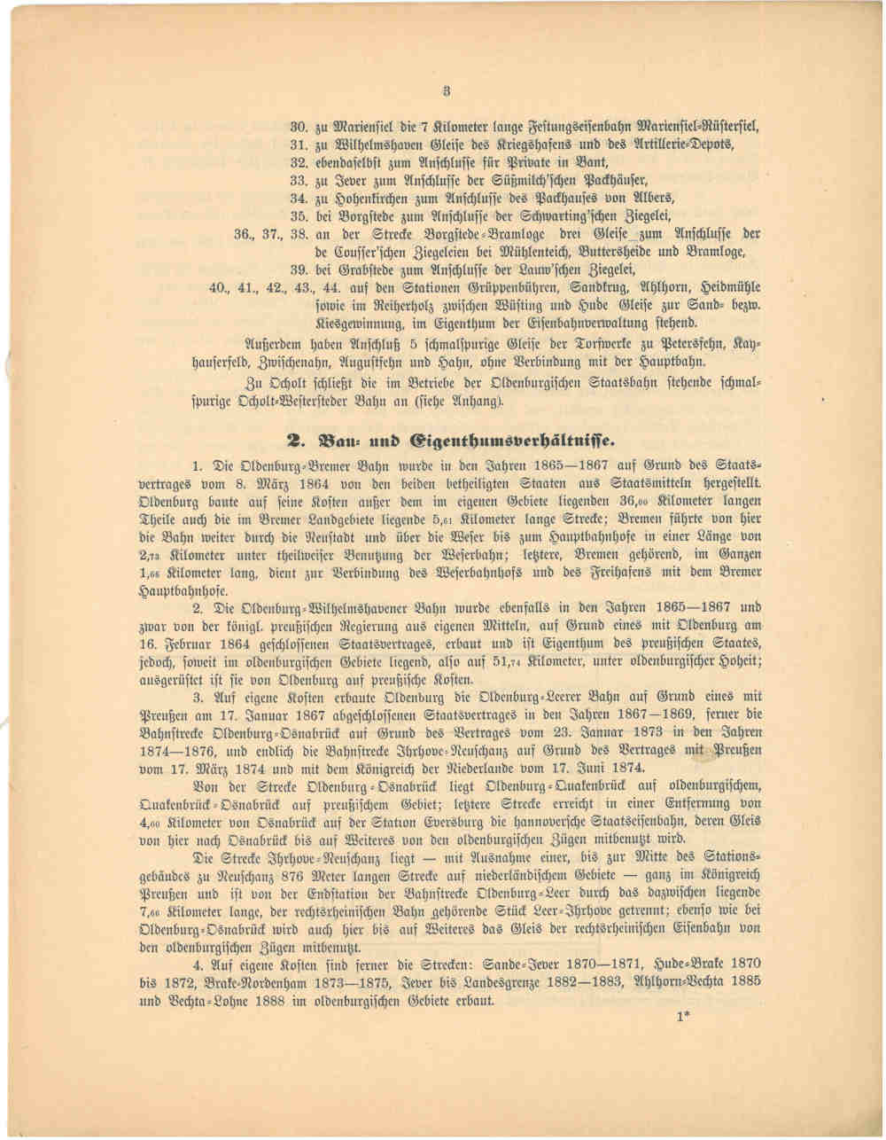 1893 - Jahresbericht Seite 3, Übersicht über die oldenburgischen Strecken