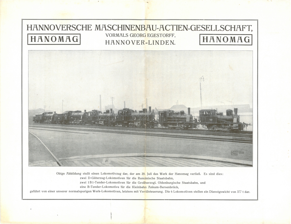 Die Aufnahme des Lokzuges erschien auch in den Hanomag-Nachrichten Heft 10 des Jahres 1914