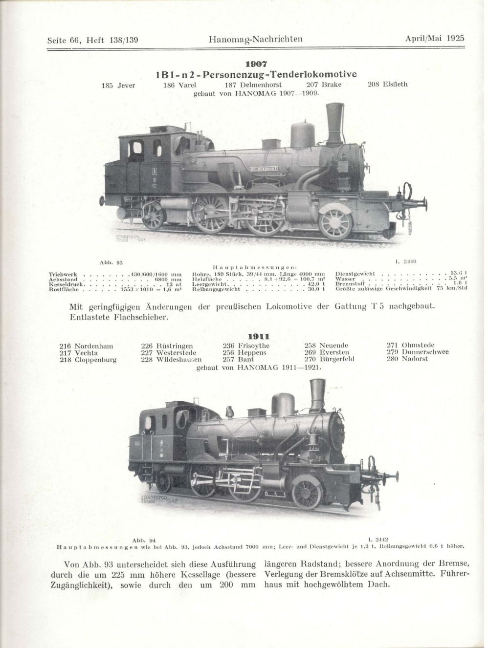 In der Übersicht der Lokomotiven der G.O.E. in den Hanomag-Nachrichten sind die Lokomotiven natürlich auch enthalten